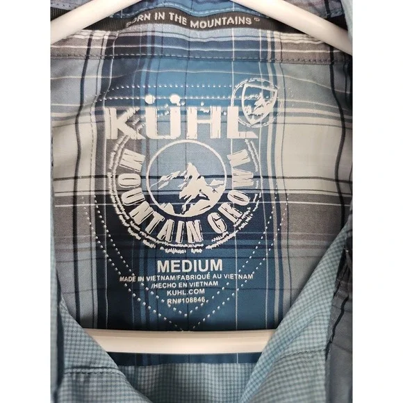 Kuhl Shirt Men's Medium Blue Stealth Hiking Utility Outdoor Snap Performance - Picture 2 of 8